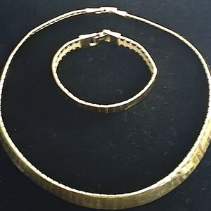 Vintage Napier Goldtone Choker Necklace and Bracelet Set